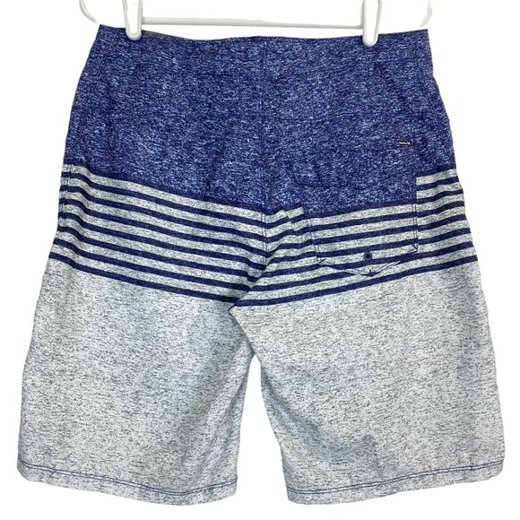 Hurley Men’s Stripe Shorts Beach Ocean Surf Polyester Sz 30 Blue Grey Drawstring - Picture 2 of 11